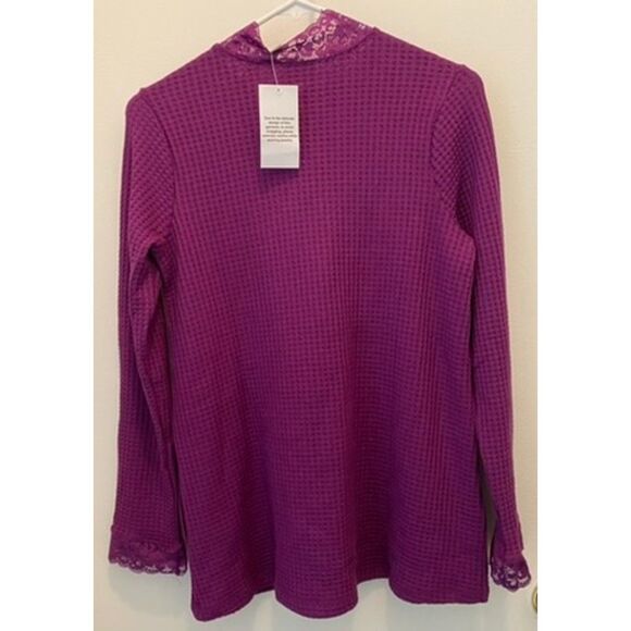 Logo By Lori Goldstein Women's Size XS Long Sleeve Waffle Sweater Pockets NWT - Picture 5 of 6